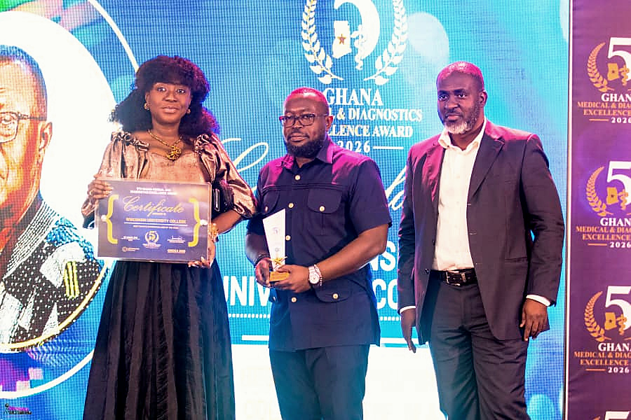 WIUC-Ghana representatives receiving the Best Private Nursing College award at the Ghana Medical and Diagnostics Excellence Awards